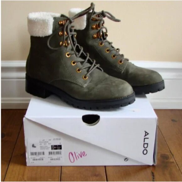 Aldo Rhaymma Boots Olive Green Hiking Combat Lug Sole Ankle NEW IN BOX Size 7 - Picture 2 of 14